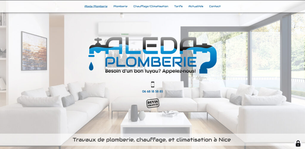 Capture d'écran du site web Aleda Plomberie
