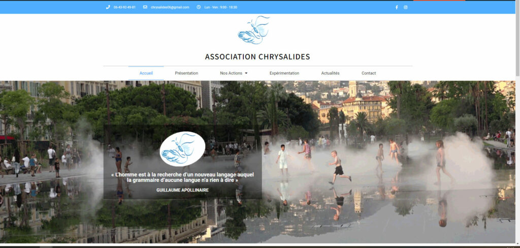 Capture d'écran du site de l'association psychologue Chrysalides