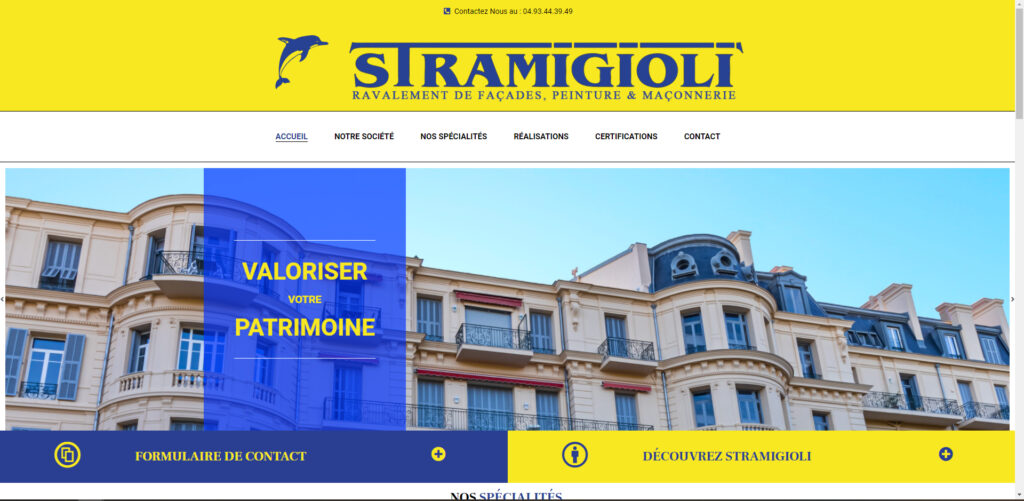 Capture d'écran du site vitrine Stramigioli