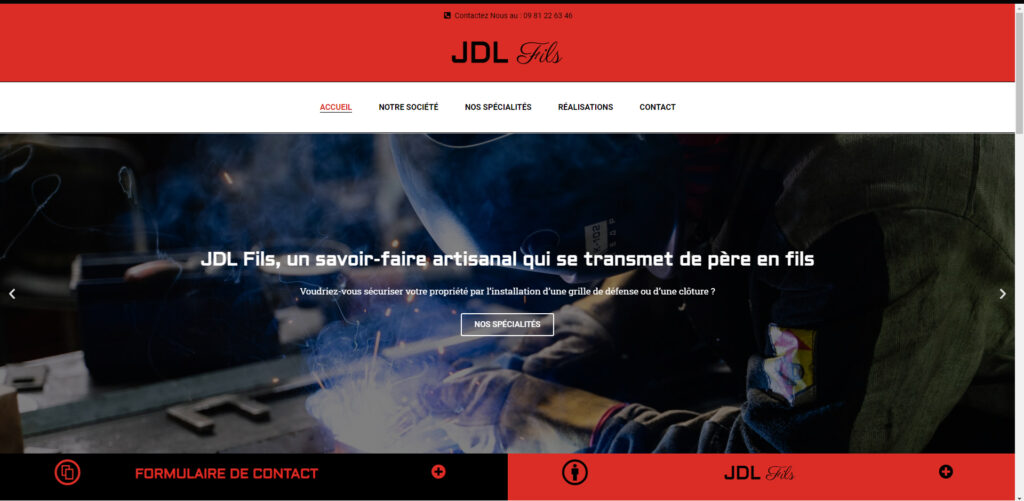 Capture d'écran du site vitrine de l'entreprise JDL spécialisée en métallurgie