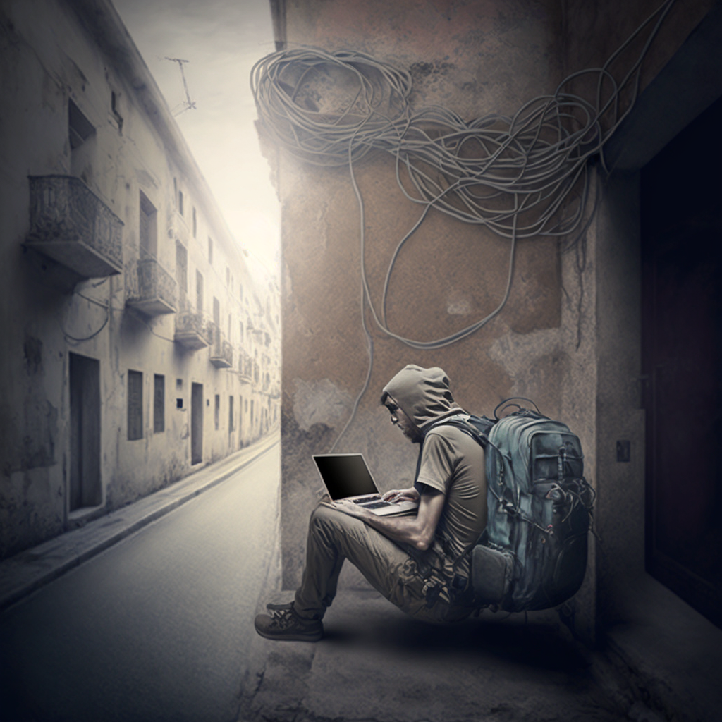 kick3fire_a_hacker_holding_a_laptop_connected_by_a_cable_to_a_w_61697f12-3f7c-4003-a218-d1227119ba4c.png