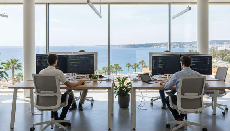 Développeurs web travaillant sur la création d’un site internet à Nice