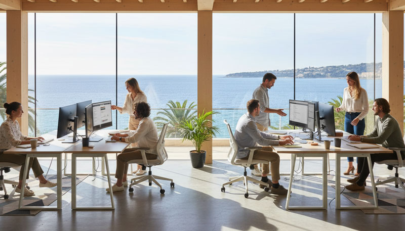 Équipe d’agence web à Nice travaillant sur un projet digital