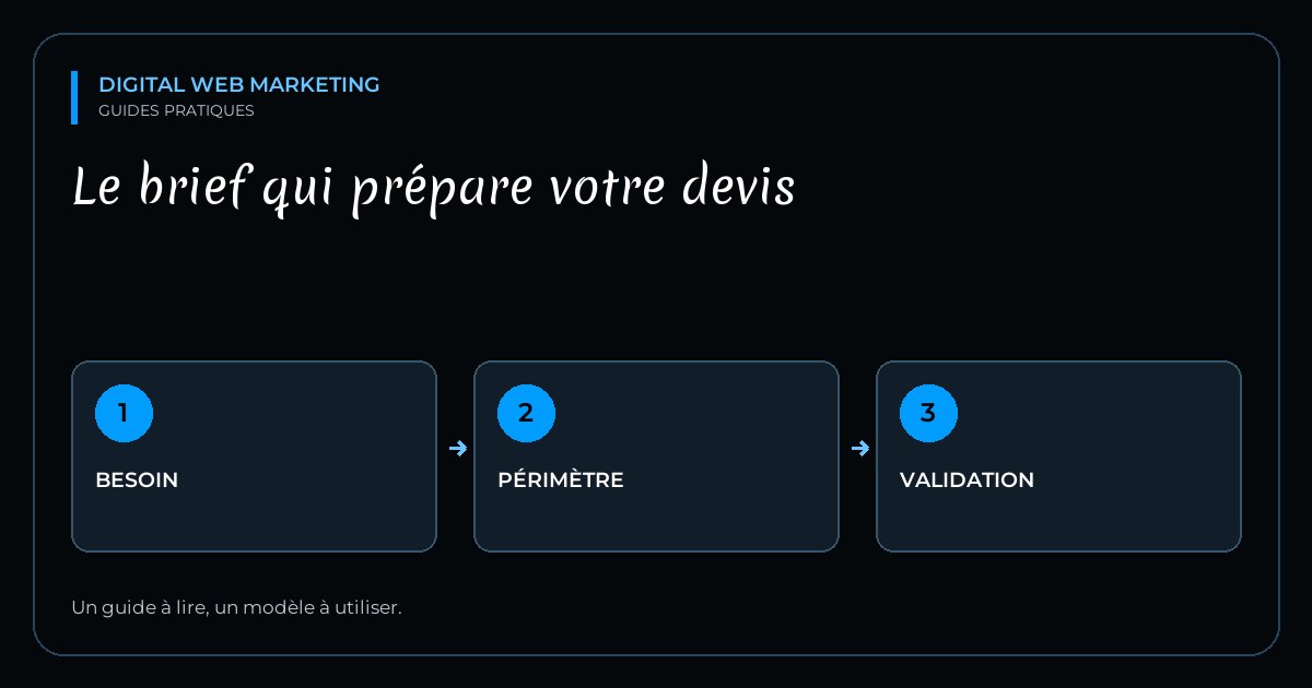 Schéma du brief web : besoin, périmètre et validation